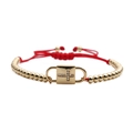 Adjustable red rope bracelet with gold beads and sparkling zircon cross charm - Cross Style (B0082) / Copper Bead Braided Rope