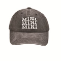 Vintage washed charcoal baseball cap featuring three rows of white MINI letter embroidery - MINI Style / Black