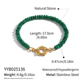 Detail of green malachite beaded bracelet with 17cm length and gold stainless steel clasp - Turquoise Style (YYB025136)