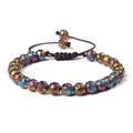 Adjustable 6mm multicolor lava rock beaded bracelet with handmade braided cord for sports - 6mm / Colorful Plated Lava Rock