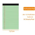 Green A5 tearable legal pad with horizontal ruling and 50 sheets of paper - A5 / Green