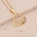Macro shot of 18K gold heart necklace with mom engraving and colorful gemstones - Right Side Row Zircon Heart Inlaid mom Style (5#)