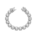 Hip-Hop Silbernes Gliederkette-Armband mit quadratischen Kristallen und Diamanten-Pavé - 8inch / Silber
