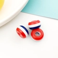 Perline a botte in resina con strisce rosse, bianche e blu e grandi fori per braccialetti - Righe Rosso Bianco Blu-8x14mm