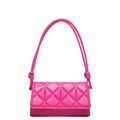 Chic magenta quilted square handbag for women with elegant knotted shoulder straps - Rose Red