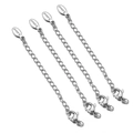 Set of four stainless steel extension chains with lobster clasps and heart tags - Style D / Steel