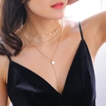 Set collana dorata a tre strati con perla barocca e design con pendente a forma di Y - NZ379-Oro Perla Ciondolo Lungo