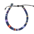 Handmade bohemian braided friendship bracelet in navy blue with vibrant colorful stripes - 02 Ink Blue Style