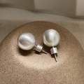 Minimalist brushed silver ball stud earrings with matte texture and chic metal finish - S925 Silver Needle Style / Silver