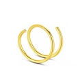 Golden double hoop nose ring with polished metal beads and a minimalist spiral design - 0.8*10mm / Gold
