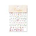 Thin and flexible 5D watercolor flower nail art stickers with roses and bows - Watercolor Floral Style (to1105)