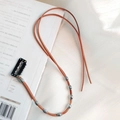 Detail of bohemian hair extension clip with brown cord and vintage silver floral beads - 8 Beads Bright Orange 1Pc