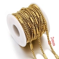 Cadena box dorada de 2mm de acero inoxidable con cuentas en carrete blanco - Precio por metro / Dorado-2mm
