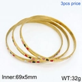 Set de 3 brazaletes de acero inoxidable chapado en oro 18K con corazones de esmalte - Estilo de Esmalte de Corazón de 3 Piezas (KB124204-LO)