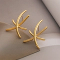 Minimalist 18K gold plated heart earrings with creative textured crisscross design - Crossed Line Earrings
