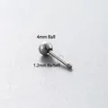 Titanium steel piercing post with 4mm ball and 1.2mm screw thread labret stud - 6mm Bar Length / 1.2mm Gauge 4mm Ball - Steel Color