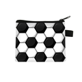 Portable football themed zipper coin purse for kids with black and white hexagonal pattern - Black & White Soccer