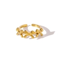 Golden stainless steel open ring with 4-bow design, 1.7cm diameter and 2g weight - Adjustable Open / Multi-Bow Cluster Style (NB-R2023130)