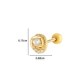 Golden flower helix earring with clear zircon and screw ball back, measuring 0.75cm - 9# Golden (Large Claw Zirconia)