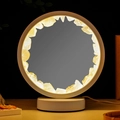Modern USB night light featuring a circular white frame lined with natural yellow crystals - Citrine Raw Stone White Frame Warm Light Single Sided Mirror Lamp / Brown Kraft Paper Box Packaging (17*10.5*20.5cm)