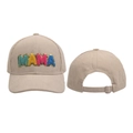 Detail of beige corduroy baseball cap with MAMA chenille embroidery and adjustable strap - One Size(Adjustable) / Colorful MAMA Corduroy / Beige
