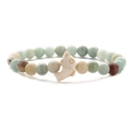 Elastic beaded bracelet with mixed natural stones and a white dolphin pendant - Amazonite Dolphin