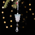 Blue and clear acrylic pinecone Christmas tree ornament with elegant crystal teardrop pendant - Blue