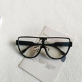Gafas negras de gran tamaño a la moda con montura gruesa y acabado brillante de estilo vintage - Montura Negra Lentes Transparentes
