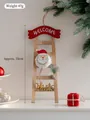 Decorazione scala di Natale in legno con Babbo Natale e striscione Welcome, da 33cm - Babbo Natale