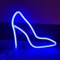 Lampada al neon a forma di scarpa con tacco alto, luce LED blu per decorazione creativa - Doppio uso batteria e USB / Blu