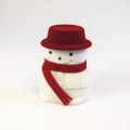 Süße Schneemann-Schmuckschatulle mit rotem Schal und Hut aus weicher Flockstruktur - Schneemann / 48x42x62mm