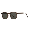 Retro translucent brown polarized sunglasses with square frames and detailed temple engraving - Transparent Tea Frame/Tea Lens