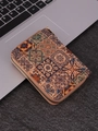 Bohemian cork wallet with vintage tile patterns and a golden zipper for women - Short Style B / Short Zipper
