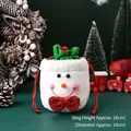Weihnachts-Schneemann-Geschenkbeutel aus weichem weißem Plüsch mit roter Schleife - Bunte Serie - Schneemann / 10x16cm / Weiß
