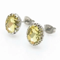 Eleganti orecchini a lobo in cristallo giallo chiaro con base in metallo argento - Giallo