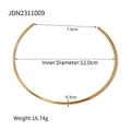 Minimalist 18K gold-plated 3mm stainless steel open collar necklace with polished finish - Round Metal Choker (JDN2311009)