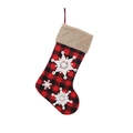 Calza di Natale a quadri rossi e neri con fiocchi di neve bianchi e bordo in lino - Corpo a quadri rossi e neri (Stile A)