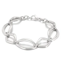 Bracciale a maglie geometriche argento con design ovale e chiusura a moschettone - Stile Geometrico Irregolare Argentato (KB163453-Z)
