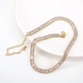 Elegante collar choker tenis dorado con circonitas cúbicas rectangulares transparentes - Blanco