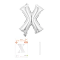 Silberner Folienballon Buchstabe X mit Verpackung und Trinkhalm für Geburtstagsparty - Buchstabe X / Silber