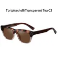 Square polarized sunglasses in tortoiseshell and light tea split frame for women - One Size / Tortoiseshell/Light Tea C2