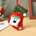 Calza natalizia rossa con paillettes verdi e orso polare 3D per decorazione - M3-8 Orsetto con Paillettes Piccolo (15.5*9.5*12cm)