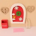 6-teiliges Miniatur-Weihnachts-Puppenhaus-Set mit Holztür, Briefkasten und kleiner Leiter - Holz Schneeflocke Tür Set 1 [6-teilig]