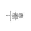 Silver snowflake labret stud in F136 titanium with 0.68cm zircon starburst design - Sunflower Style (5#) / Silver