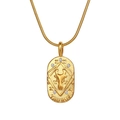 Golden Taurus zodiac pendant necklace with zircons on a minimalist stainless steel chain - Taurus