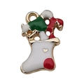 Ciondolo a forma di calza di Natale in smalto rosso e verde per gioielli fai da te - Stile Calza di Natale (12530) / 1 pezzo (10x19mm)