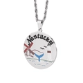 Silberne Nantucket-Münzkette mit bunten Emaille-Meeresmotiven und gedrehter Kordelkette - Silber/Nantucket Landschaftsstil