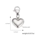 Ciondolo cuore lucido in acciaio inossidabile argento con chiusura a moschettone - Ciondolo a Cuore Lucido Color Acciaio (Ciondolo Solo (Senza Catena)) / 1.3x1.2cm / Colore acciaio
