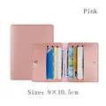 Pink PU leather card holder wallet with multiple slots and bifold design for women - 9*10.5cm / Thick Material 8 Slots / Pink