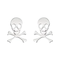 Retro stainless steel skull stud earrings for Halloween featuring a polished silver finish - Hollow Skull (434) / Steel